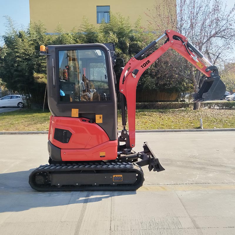 Máy xúc mini 3 tấn không đuôi với cabin kín và điều hòa.