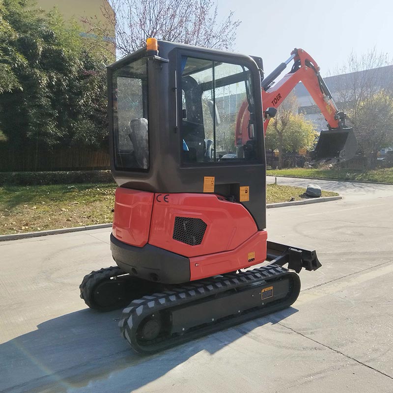 Máy xúc mini 3 tấn không đuôi với cabin kín và điều hòa.
