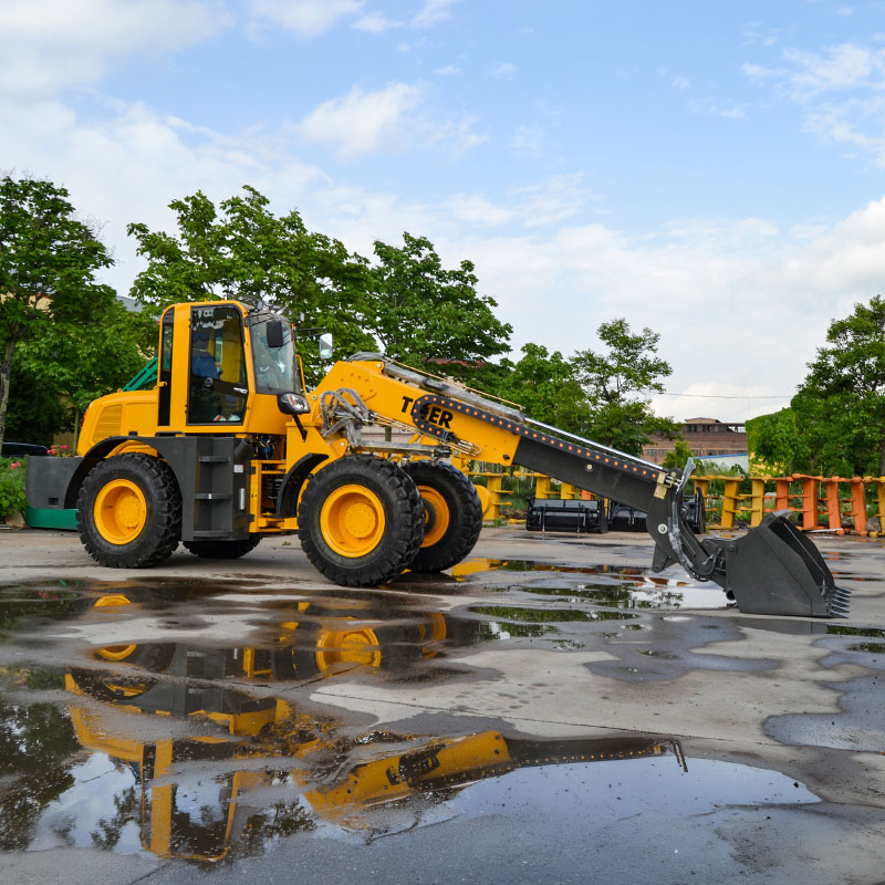 Máy xúc lật bánh lốp 3,5 tấn với cần cẩu telescopic, được trang bị động cơ Weichai.
